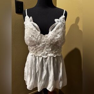 Rebellion White Lace Babydoll Top Large